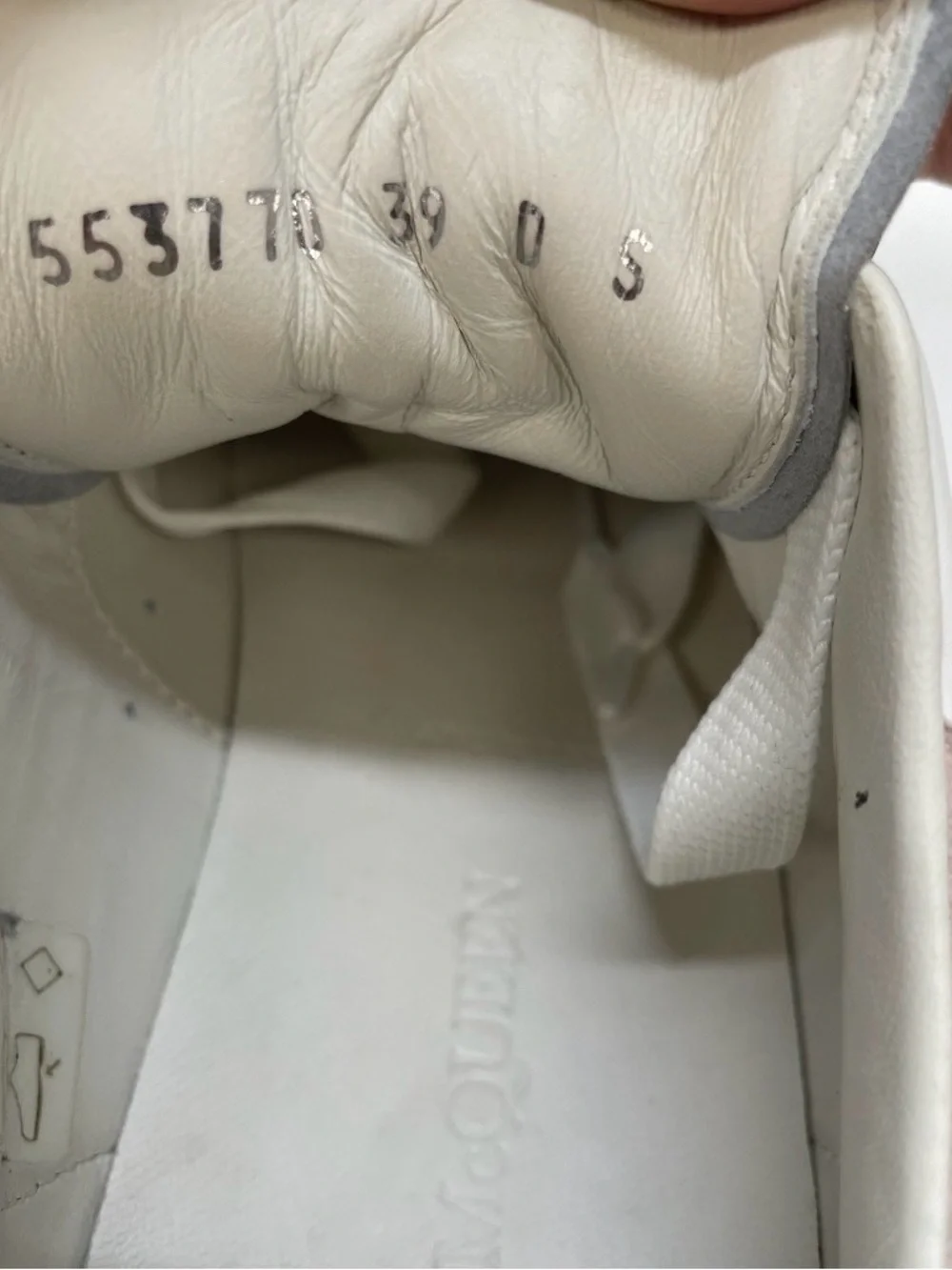 Alexander McQueen White Leather Sneakers with Blush Heel Tab size 9